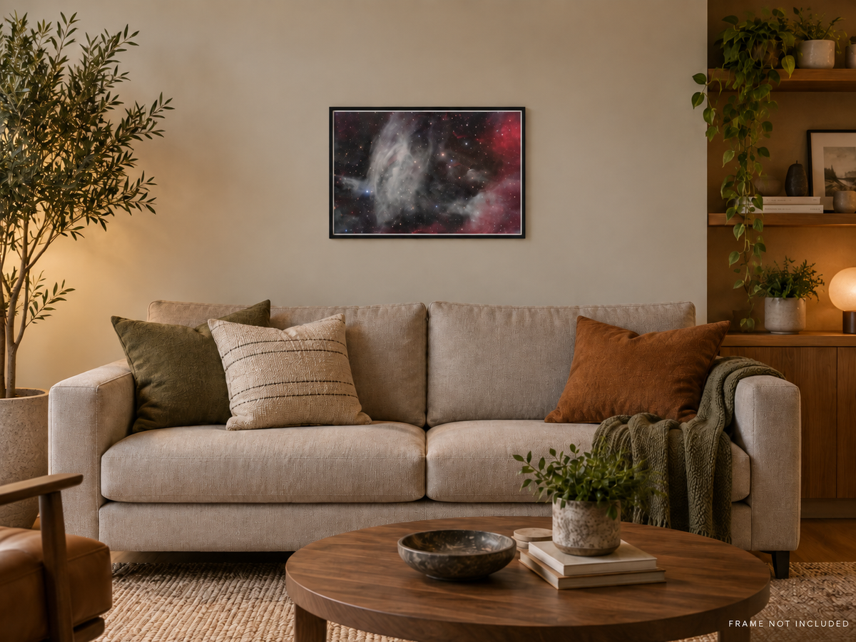 Galactic Cirrus in Hercules astrophotography print displayed in a wall mockup
